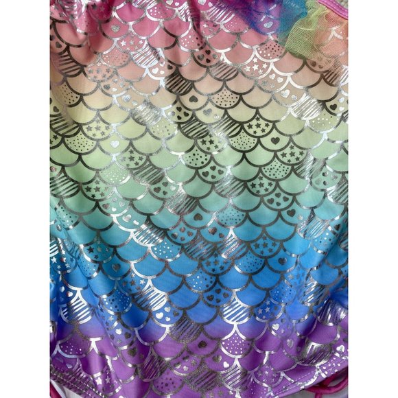 Bmagical Girls Swimsuit One Piece One Side Ruffle Strap Rainbow Mermaid, Size 8 - Picture 6 of 7